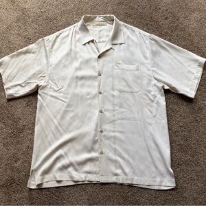 Tommy Bahama Men’s 100% Silk Cream Short Sleeve Shirt